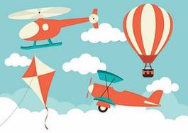 Naklejka samolot transport niebo kreskówka vintage