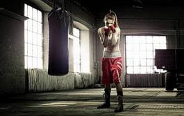 Plakat kick-boxing zdrowy ciało bokser dziewczynka