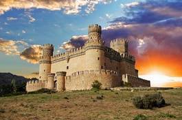 Plakat zamek madryt hiszpania pałac wieża
