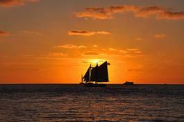 Fototapeta słońce łódź statek