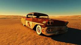 Fototapeta zardzewiały samochód na pustyni