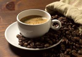 Obraz na płótnie ziarno filiżanka kawa napój