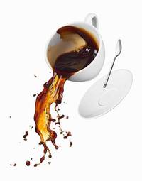 Plakat ruch napój filiżanka czarna kawa kawa