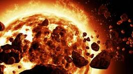 Obraz na płótnie atak asteroid na słońcu
