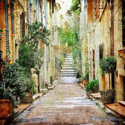 Naklejka Śródziemnomorska stylizowana ulica