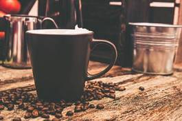 Naklejka cappucino kawa roślina napój filiżanka