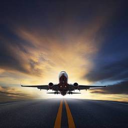 Fototapeta zmierzch niebo samolot transport airliner