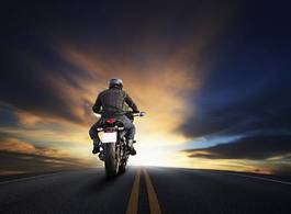 Plakat motocykl autostrada noc sport