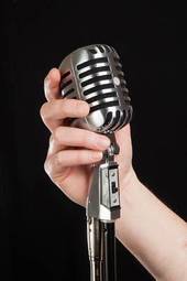 Naklejka karaoke retro vintage mikrofon
