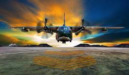 Plakat wojskowy niebo bombowiec lotnictwo
