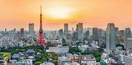 Obraz na płótnie słońce panorama japoński miejski japonia