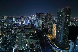 Naklejka noc azja japonia tokio nowoczesny