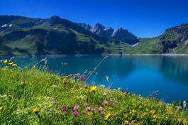 Plakat austria alpy woda krajobraz