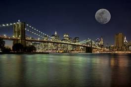 Naklejka drapacz miejski most noc panoramiczny