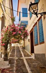 Naklejka cudowna grecka uliczka vathi, samos
