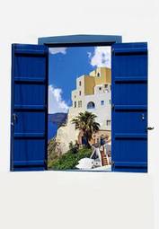 Fotoroleta tradycyjne greckie okno na santorini