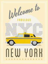 Naklejka sztuka retro vintage plakat taksówką