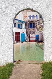 Obraz na płótnie wiejski santorini wyspa wioska aleja