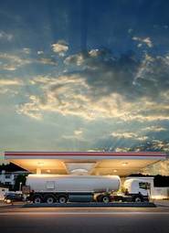 Obraz na płótnie ciężarówka niebo samochód noc