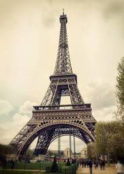 Naklejka vintage niebo pejzaż wieża francja