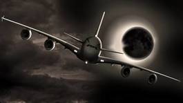 Fotoroleta samolot księżyc zaćmienie księżyca
