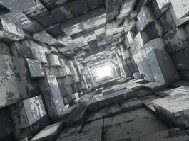 Fotoroleta głębia 3d tunel korytarz stary