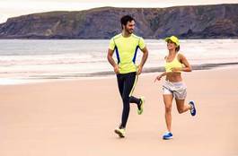 Naklejka zdrowy jogging para kobieta ludzie