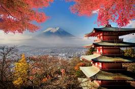 Fototapeta góra fuji w jesiennych barwach