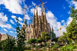 Fotoroleta błękitne niebo sztuka barcelona architektura katedra