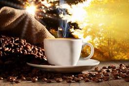 Obraz na płótnie świeży kawa słońce cappucino jesień