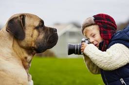 Naklejka mały fotograf psów