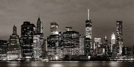 Obraz na płótnie śródmieście panoramiczny noc drapacz amerykański