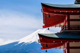 Plakat tokio krajobraz śnieg japonia świątynia