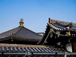 Plakat świątynia japonia specjalny dach drewno