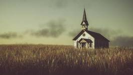 Naklejka rolnictwo kościół niebo natura stary