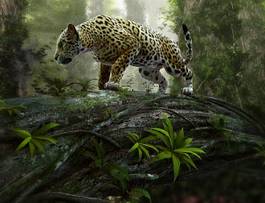 Plakat sztuka ameryka jaguar natura roślina
