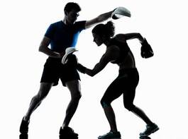 Obraz na płótnie kobieta ćwiczenie para kick-boxing bokser