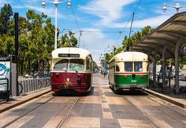 Fotoroleta drzewa śródmieście kalifornia vintage tramwaj