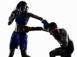 Obraz na płótnie mężczyzna para boks kick-boxing portret