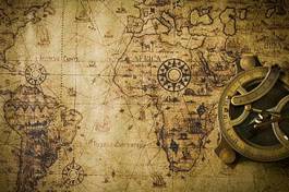Naklejka geografia azja ameryka vintage kompas