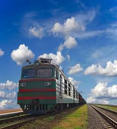 Naklejka transport lokomotywa niebo przewóz logistyczne