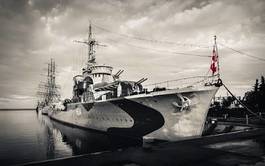 Plakat okręt wojenny statek bałtycki