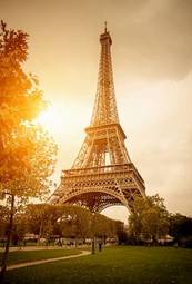Obraz na płótnie słońce miasto francja jesień paris