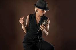Fototapeta piękny śpiew jazz vintage karaoke