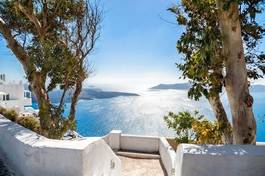Obraz na płótnie kawiarnia plaża widok grecki