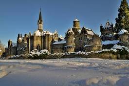 Obraz na płótnie wieża śnieg zamek park średniowiecze