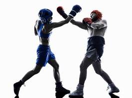 Naklejka kick-boxing para sport kobieta sztuki walki