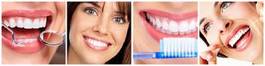 Obraz na płótnie uśmiechy i narzędzia dentystyczne