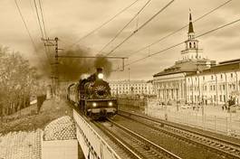 Fotoroleta vintage retro lokomotywa