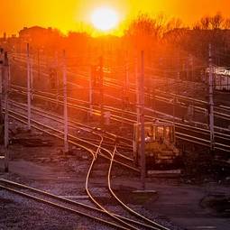 Fototapeta słońce wieczór gorący pociąg